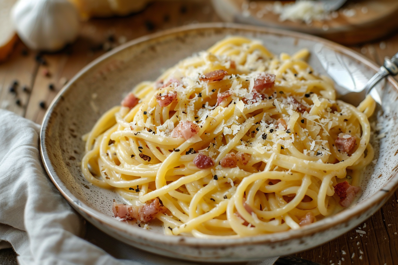 Original Spaghetti Carbonara – fertig angerichtet