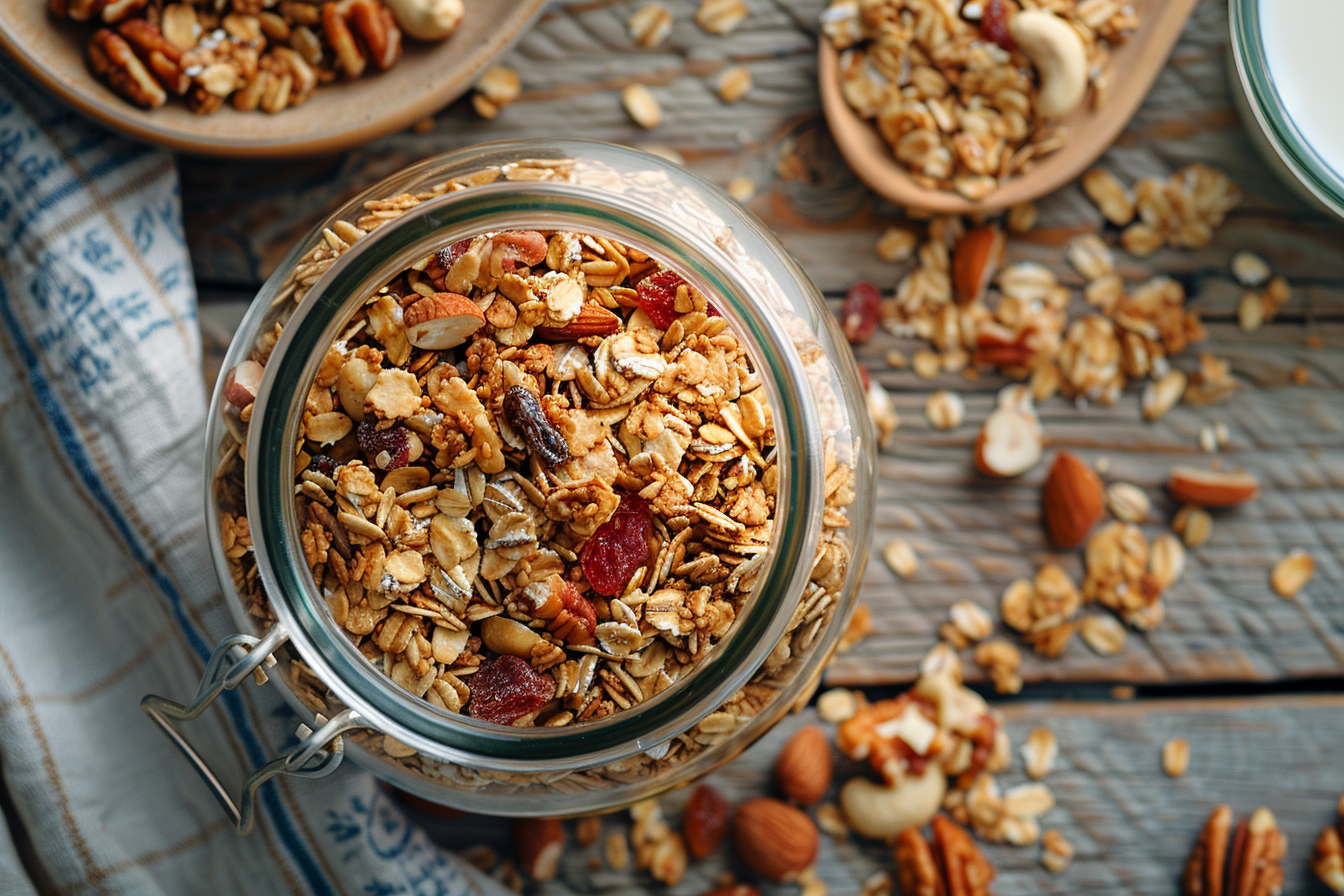 Knuspriges Granola – fertig angerichtet und serviert