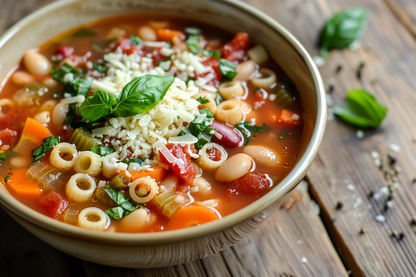 Minestrone – fertig angerichtet und serviert