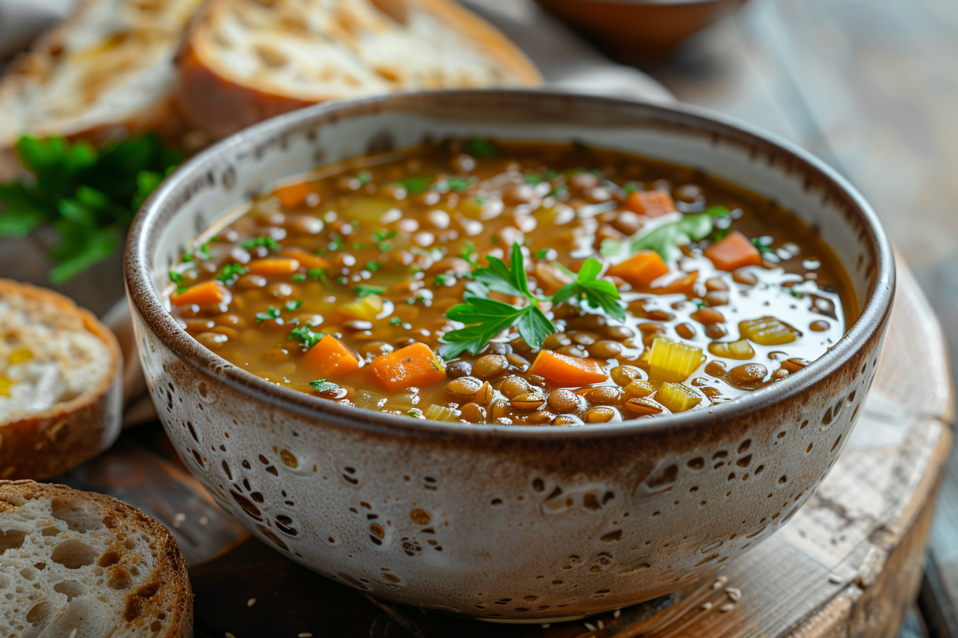 Linsensuppe – fertig angerichtet und serviert