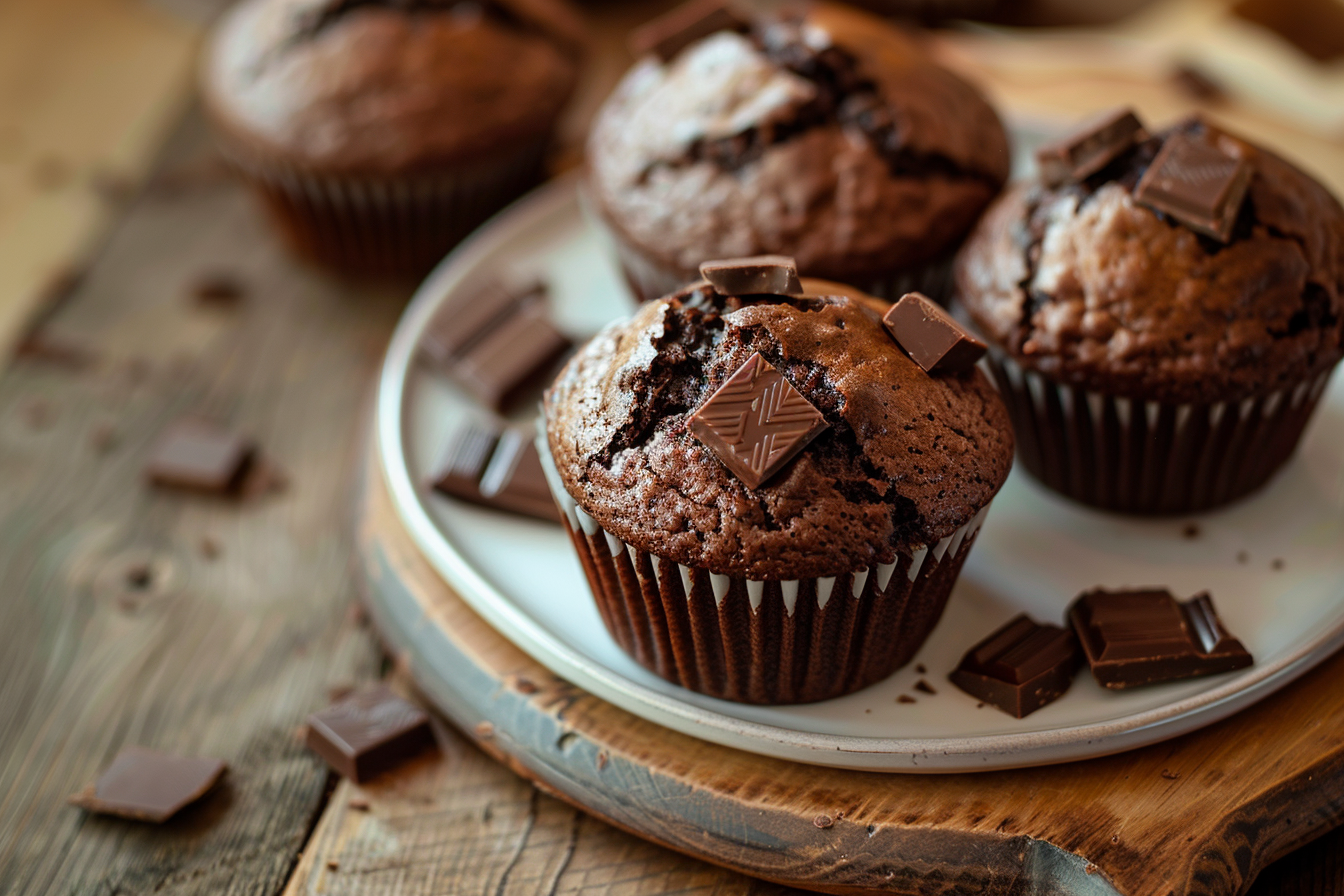 Schoko-Muffins – fertig angerichtet und serviert