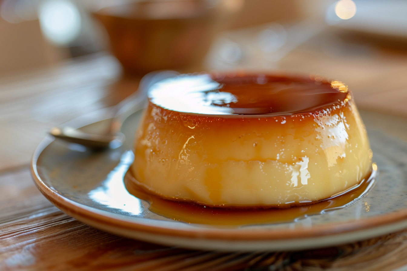 Karamell-Flan – fertig angerichtet und serviert