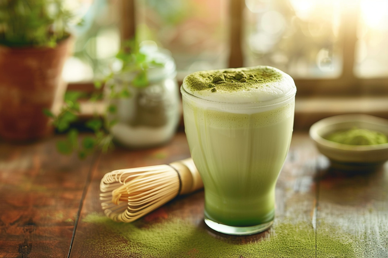 Matcha Latte – fertig angerichtet und serviert