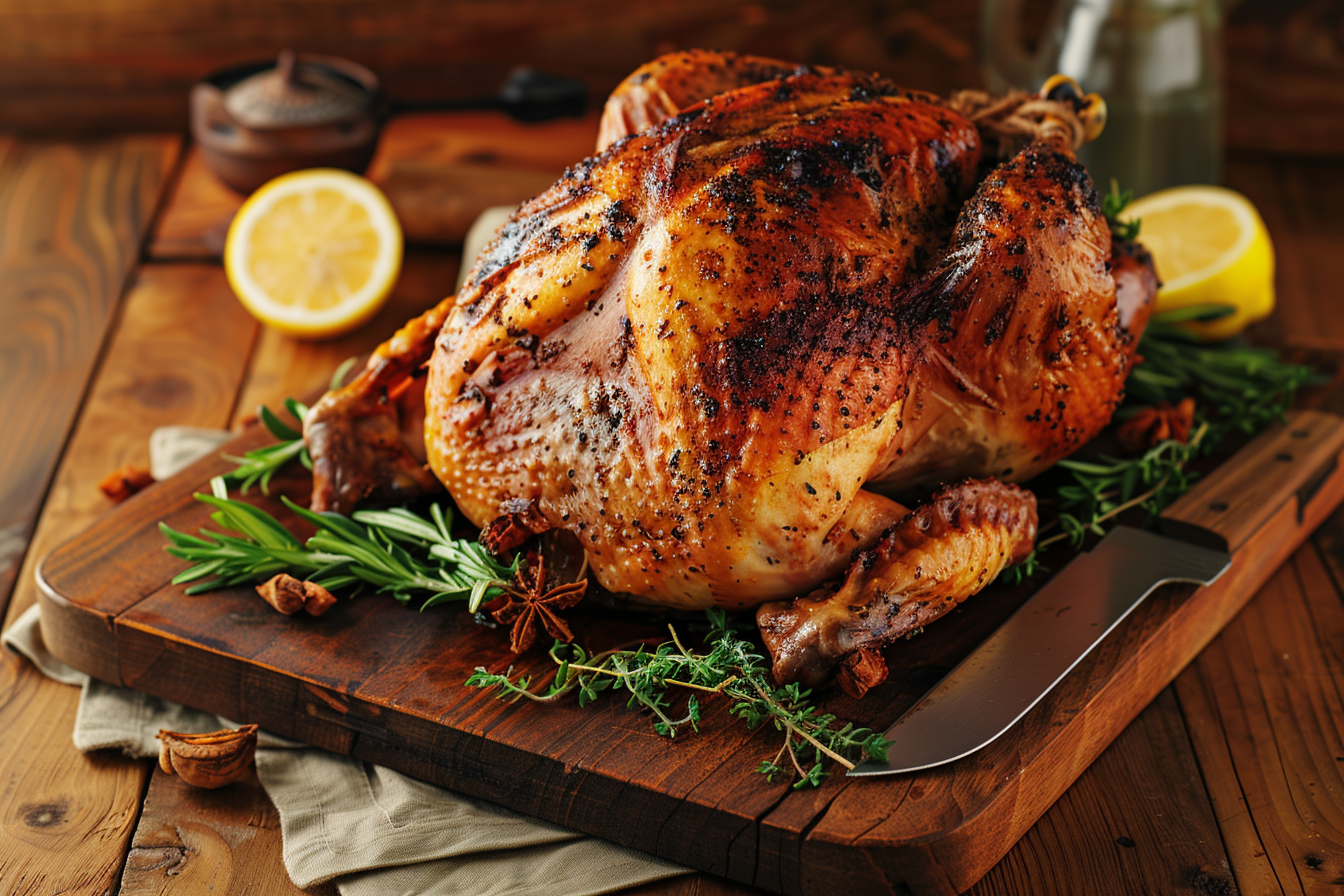 Thanksgiving-Truthahn – fertig angerichtet und serviert
