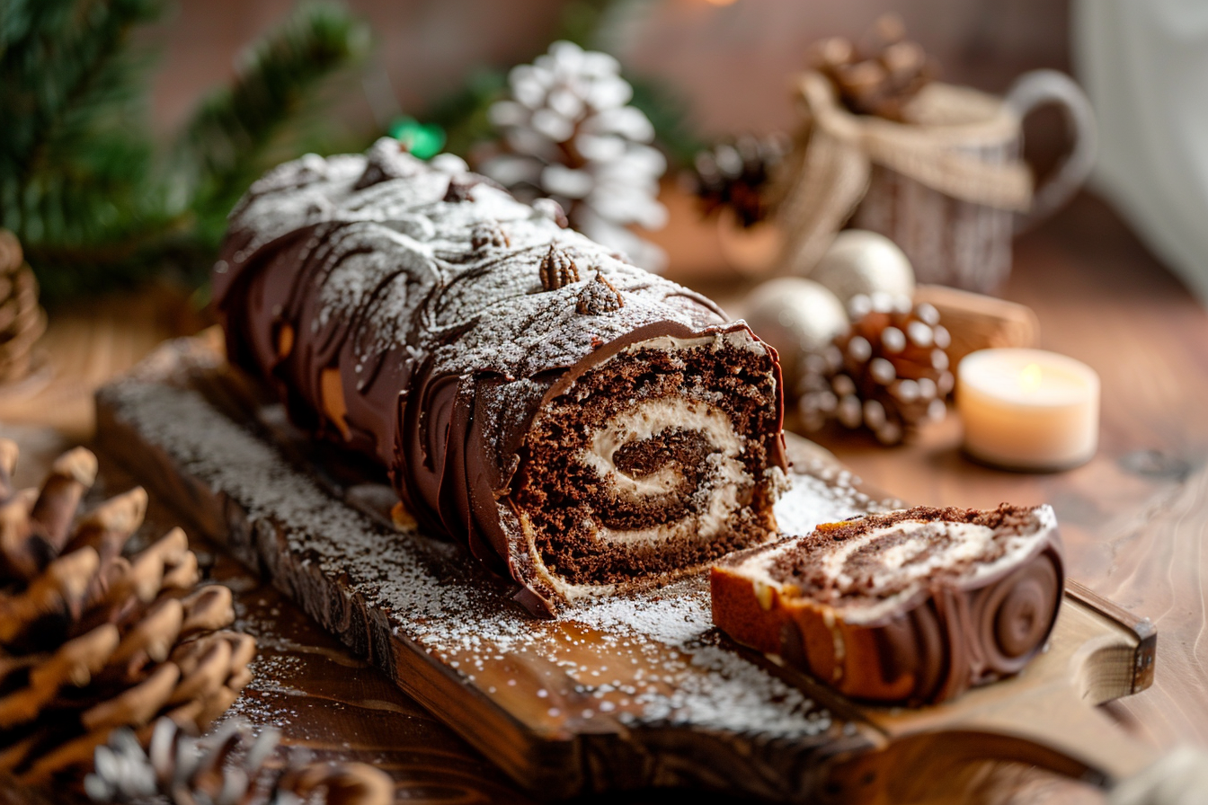 Bûche de Noël – fertig angerichtet