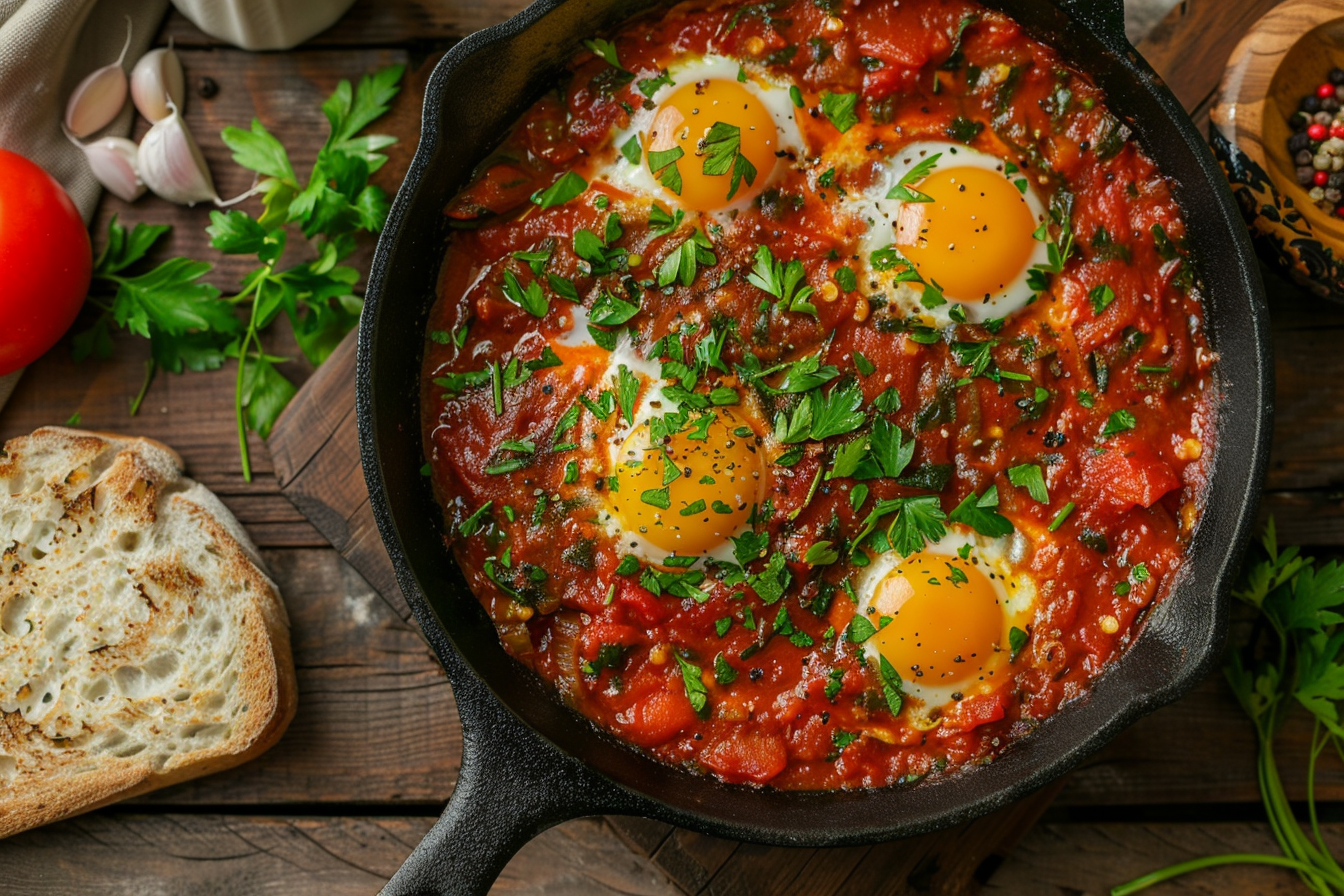 Eier in Tomatensauce für 1 – fertig angerichtet