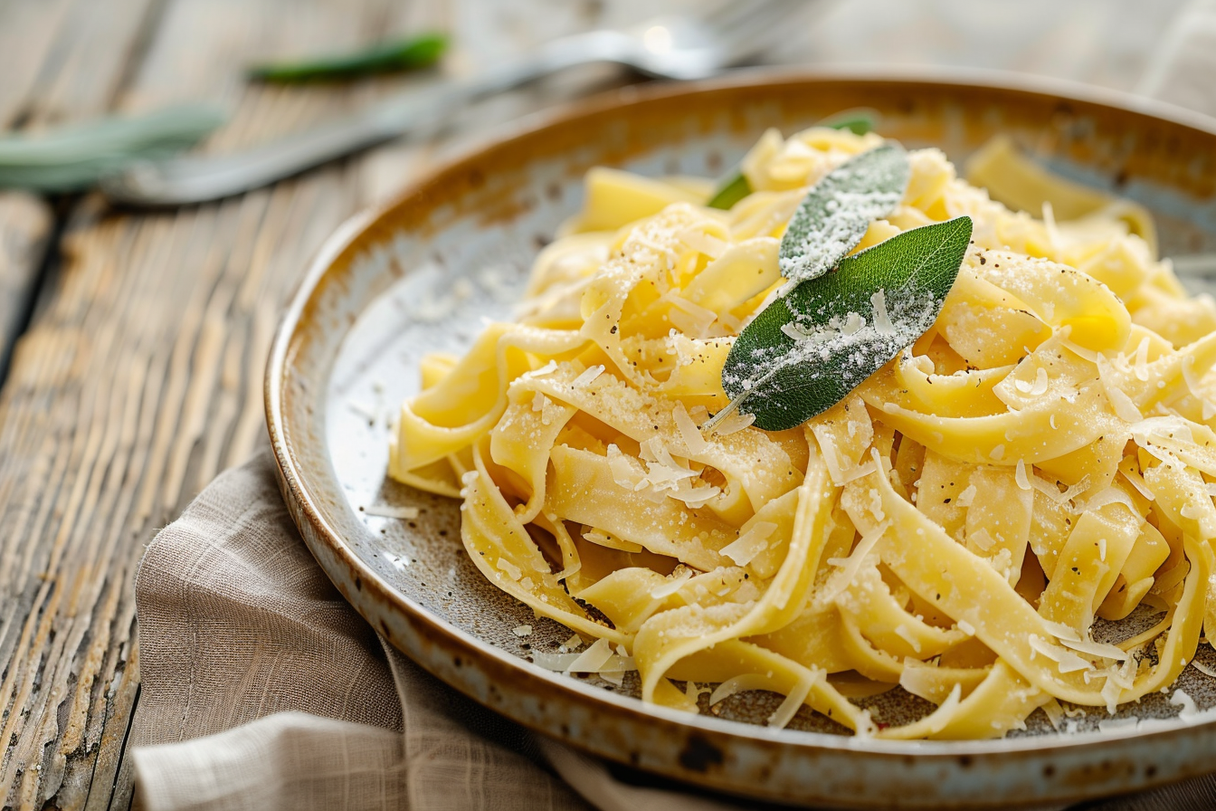 Nudeln mit brauner Butter & Salbei – fertig angerichtet
