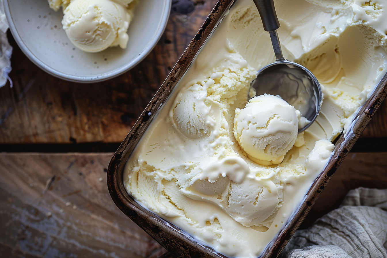 No-Churn-Eis ohne Eismaschine – fertig angerichtet und serviert