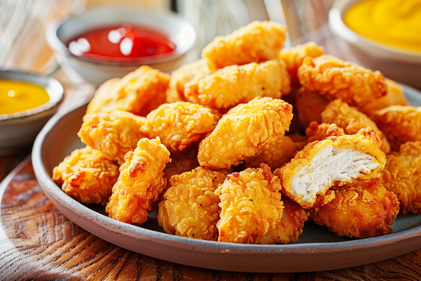 Crispy Chicken Nuggets – fertig angerichtet und serviert