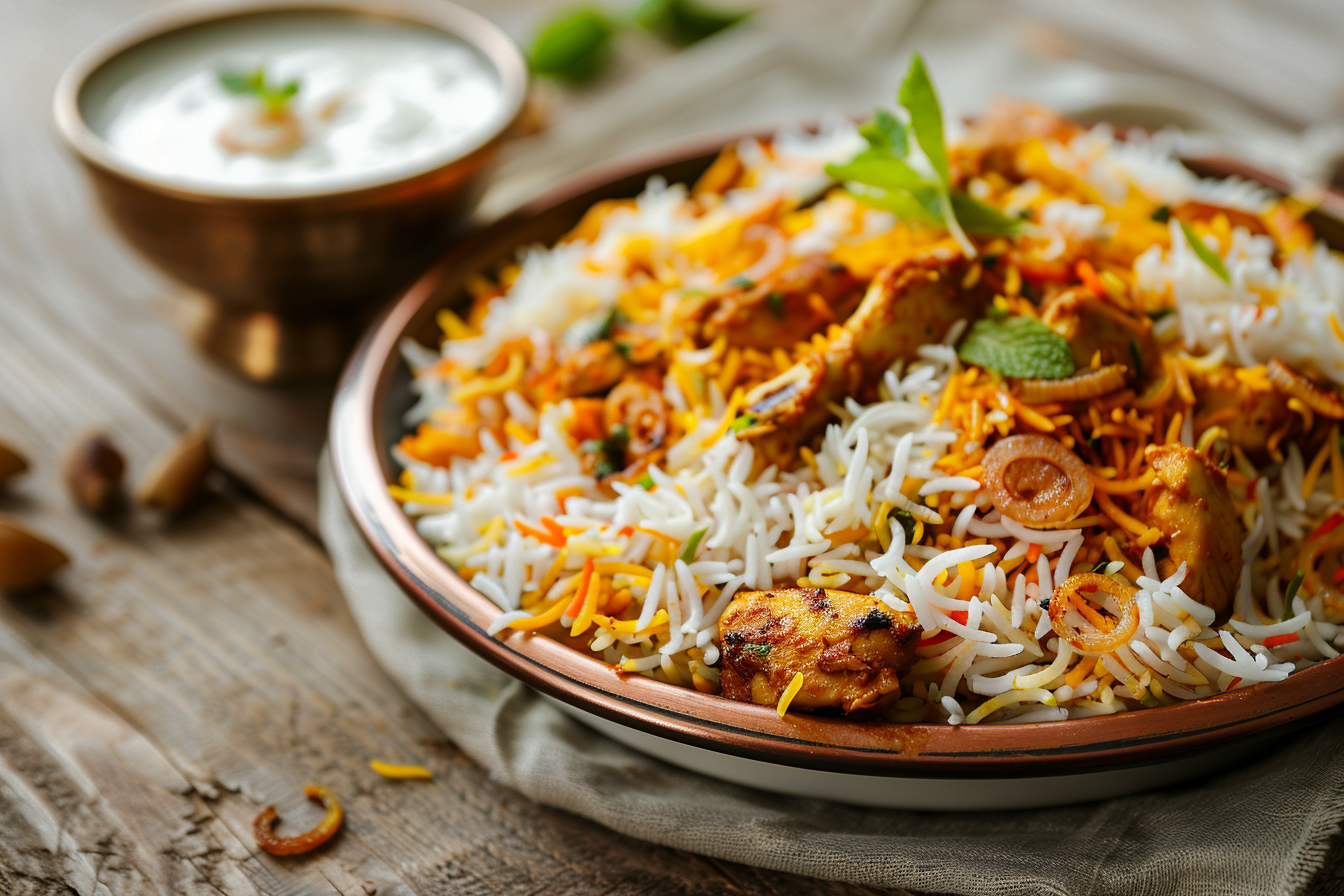 Chicken Biryani – fertig angerichtet und serviert