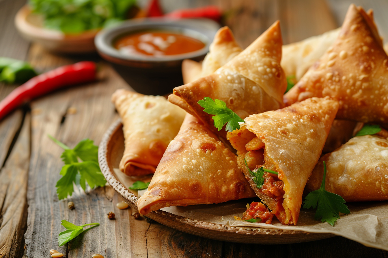 Samosas – fertig angerichtet und serviert
