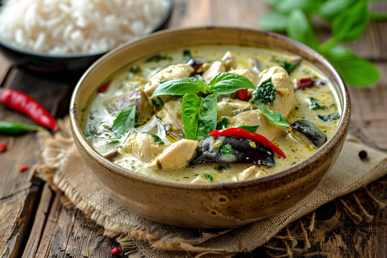 Grünes Thai-Curry – fertig angerichtet