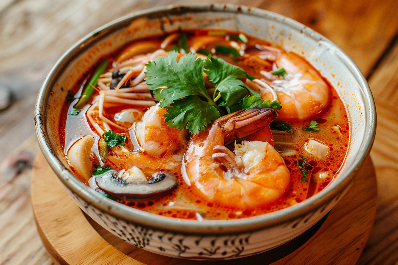 Tom Yum Goong – fertig angerichtet und serviert