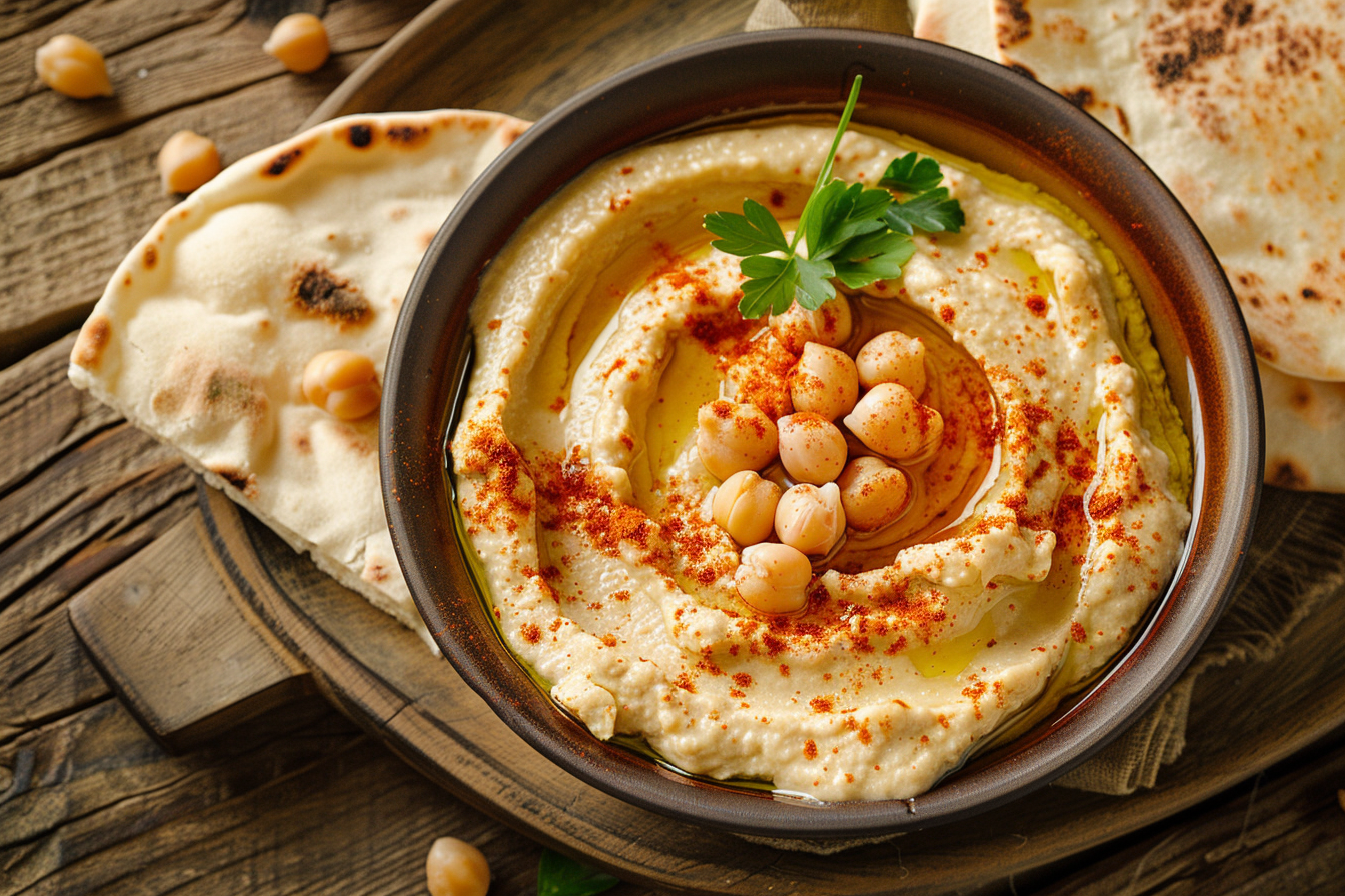 Cremiger Hummus – fertig angerichtet und serviert